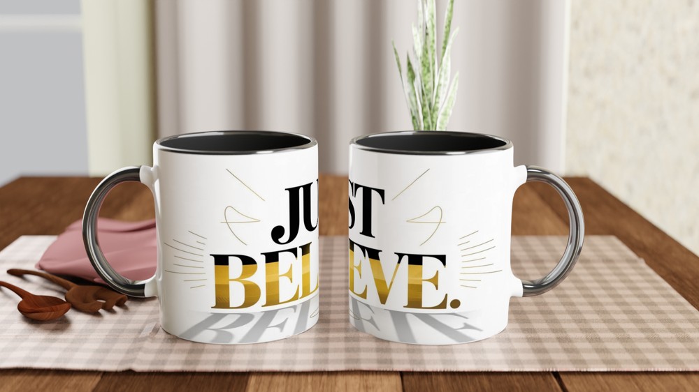 Just Believe Mug | Inspirational Typography Gift | Positivity Gift for Her | Minimalist Best Friend Present — view 9
