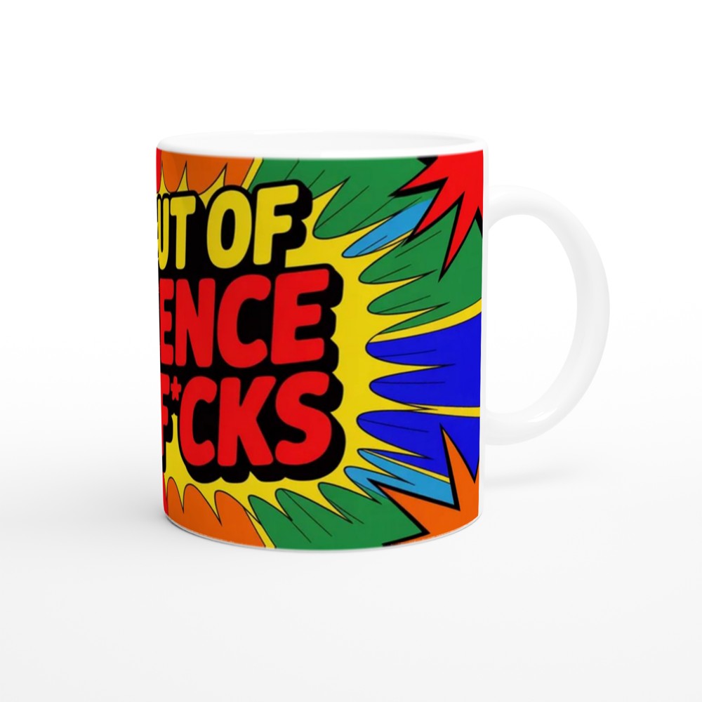 Funny Sarcastic Mug | Out Of Patience Neon Pop Art Coffee Cup | Gift for Best Friend or Colleague — view 12