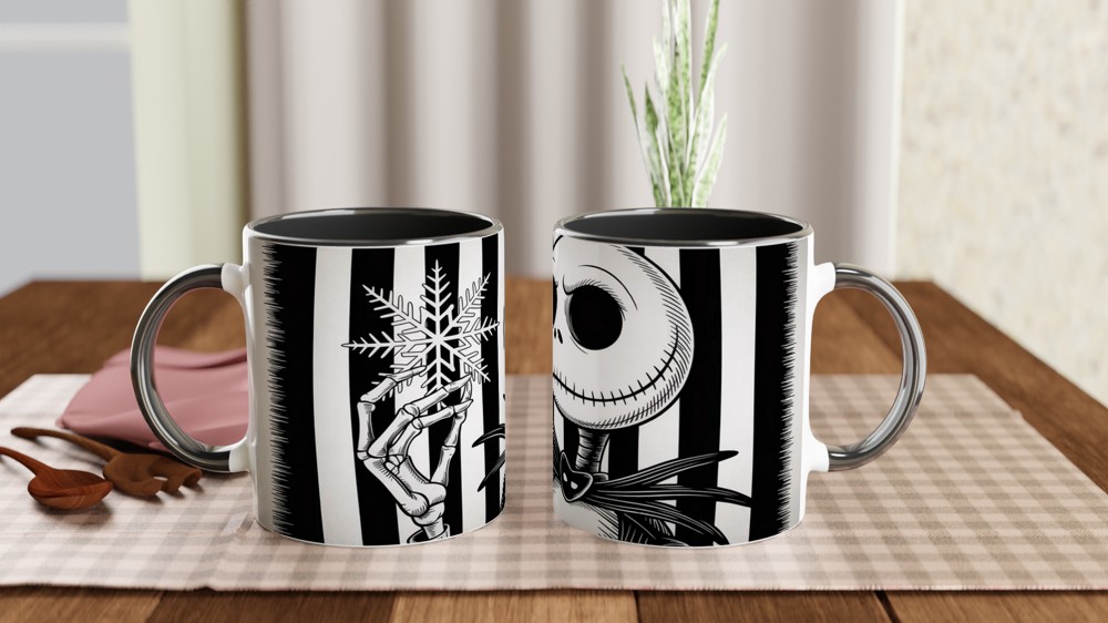 Jack Skellington Mug | Nightmare Before Christmas Gift | Gothic Christmas Mug | Skeleton Hand with Snowflake | Witchy Gift for Friend — view 9