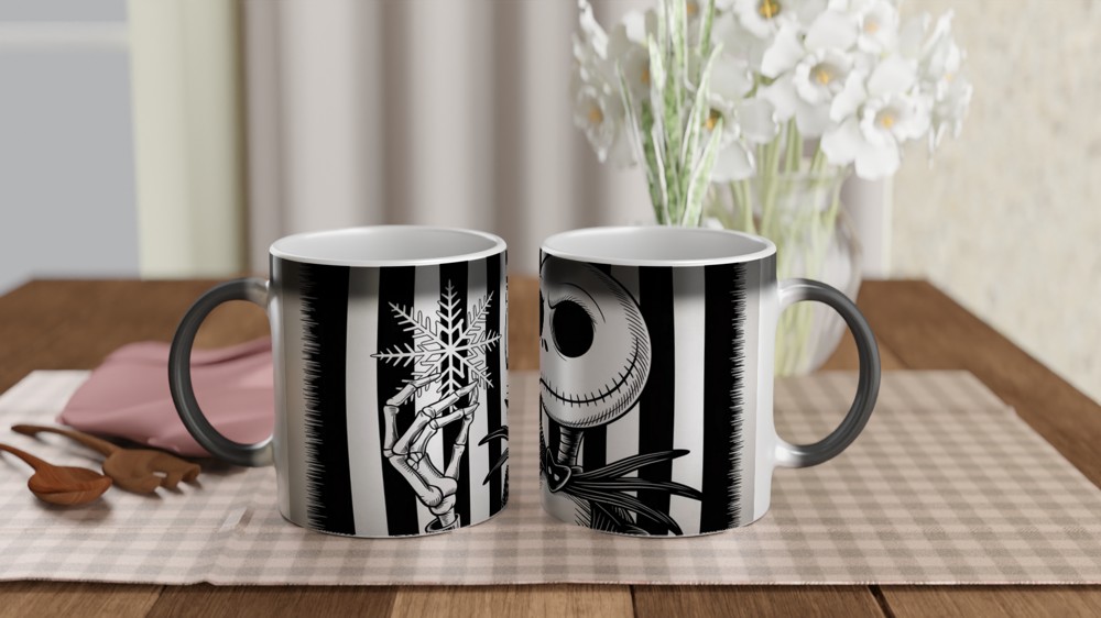 Jack Skellington Mug | Nightmare Before Christmas Gift | Gothic Christmas Mug | Skeleton Hand with Snowflake | Witchy Gift for Friend — view 3