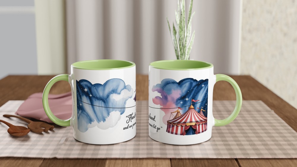 Circus Tightrope Walker Watercolor Quote Mug — view 5