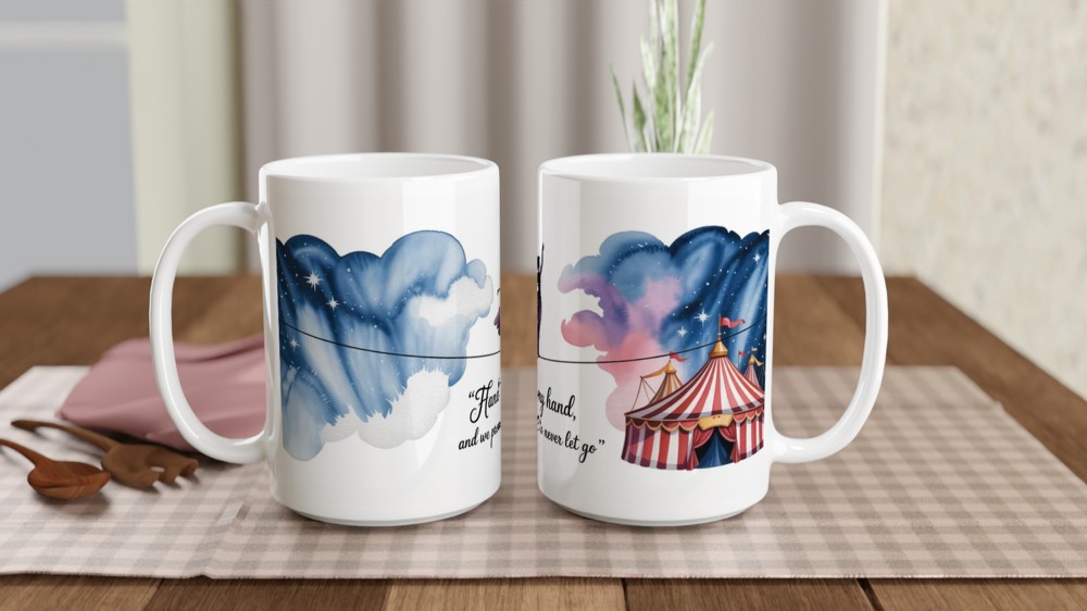 Circus Tightrope Walker Watercolor Quote Mug — view 2