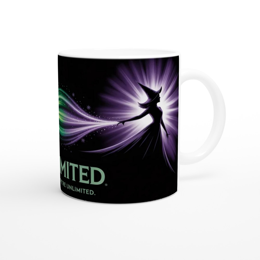 Wicked Musical Mug | Elphaba and Glinda Silhouette | Theatre Lover Gift | Emerald City Green and Purple Present — view 12