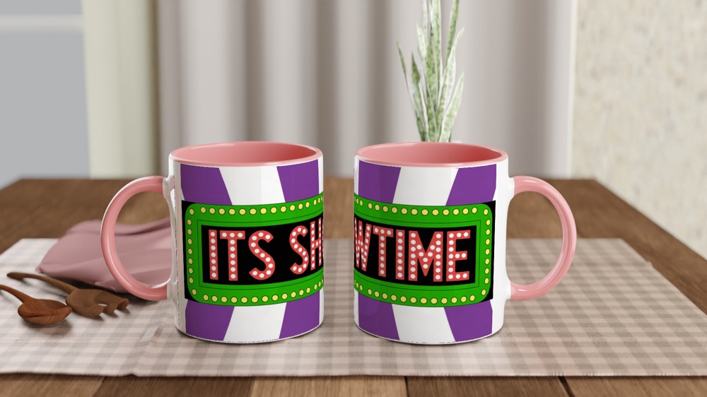 Beetlejuice Mug | Its Showtime Marquee Design | Musical Theatre Gift | Theatre Lover Present | Striped Broadway Mug — view 6