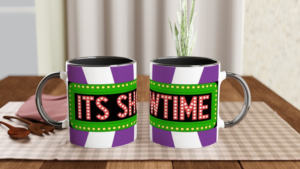 Beetlejuice Mug | Its Showtime Marquee Design | Musical Theatre Gift | Theatre Lover Present | Striped Broadway Mug — view 9