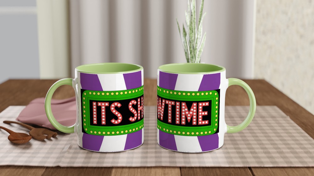 Beetlejuice Mug | Its Showtime Marquee Design | Musical Theatre Gift | Theatre Lover Present | Striped Broadway Mug — view 5