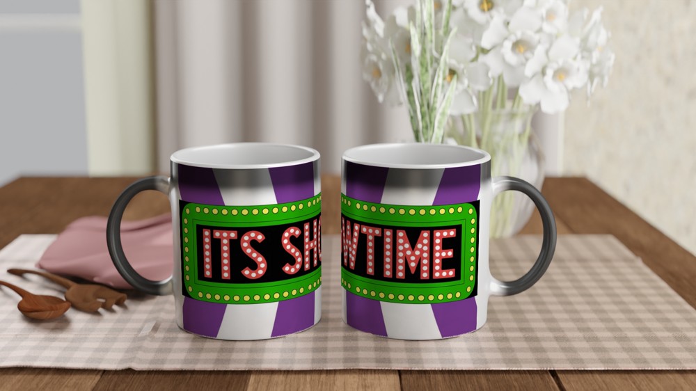 Beetlejuice Mug | Its Showtime Marquee Design | Musical Theatre Gift | Theatre Lover Present | Striped Broadway Mug — view 3