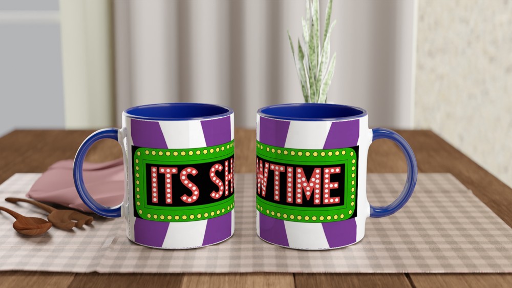 Beetlejuice Mug | Its Showtime Marquee Design | Musical Theatre Gift | Theatre Lover Present | Striped Broadway Mug — view 4