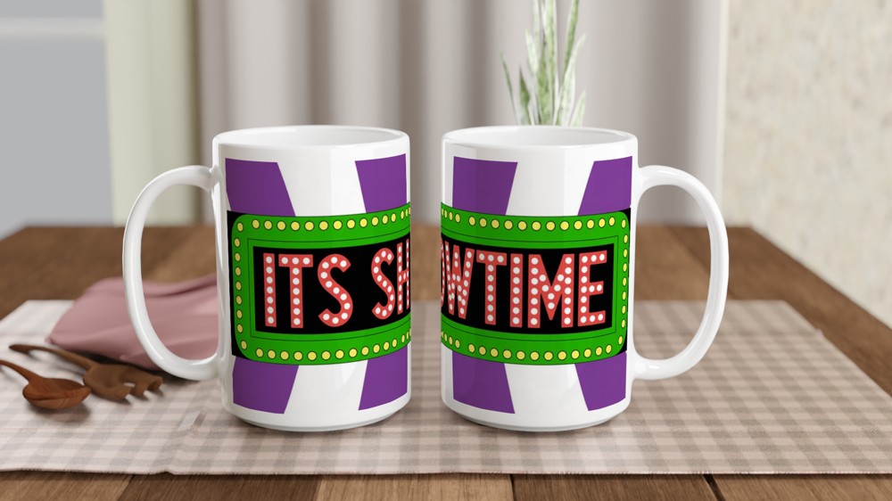 Beetlejuice Mug | Its Showtime Marquee Design | Musical Theatre Gift | Theatre Lover Present | Striped Broadway Mug — view 2