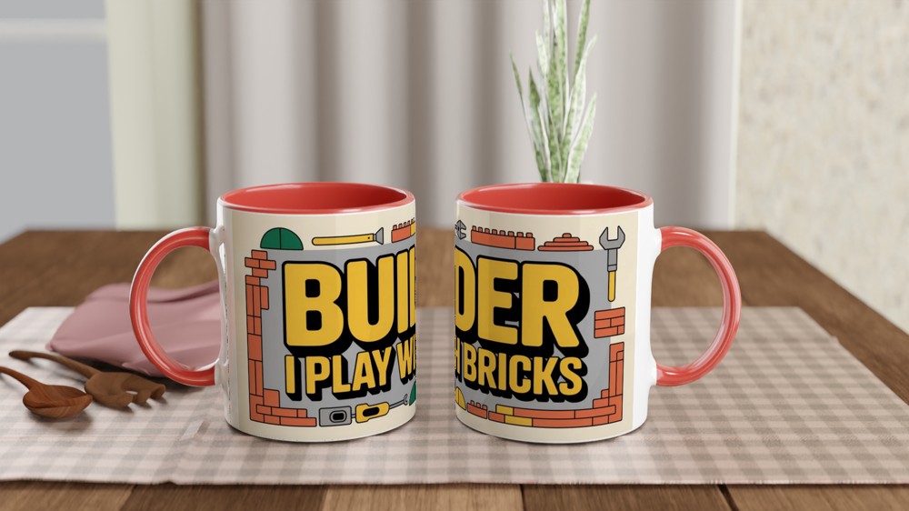 Builder Mug | I Play With Bricks Construction Gift | Funny DIY Present for Dad | Father's Day and Birthday Gift for Him — view 7