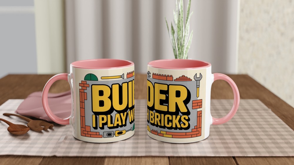 Builder Mug | I Play With Bricks Construction Gift | Funny DIY Present for Dad | Father's Day and Birthday Gift for Him — view 6