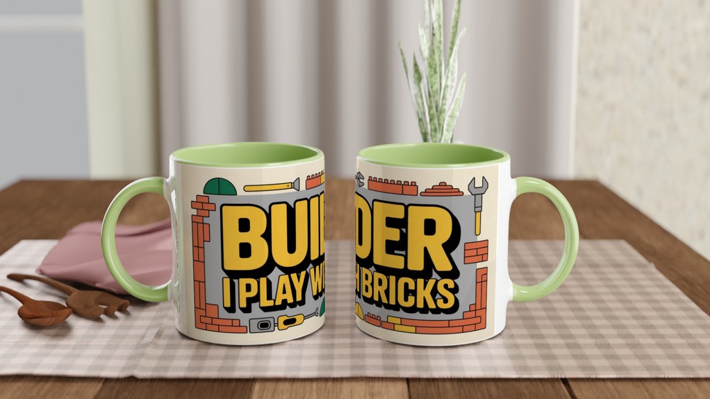 Builder Mug | I Play With Bricks Construction Gift | Funny DIY Present for Dad | Father's Day and Birthday Gift for Him — view 5
