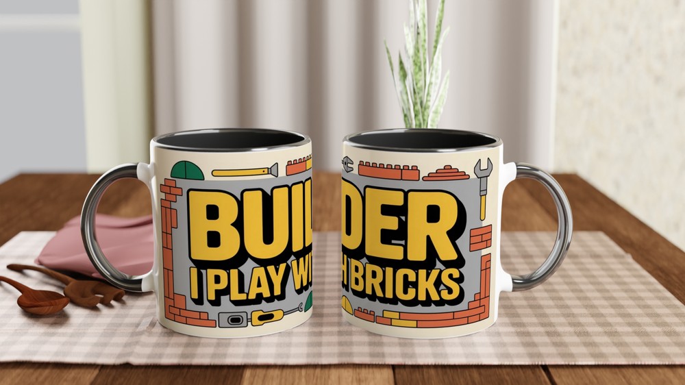 Builder Mug | I Play With Bricks Construction Gift | Funny DIY Present for Dad | Father's Day and Birthday Gift for Him — view 9