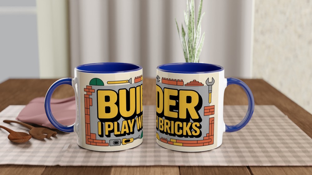 Builder Mug | I Play With Bricks Construction Gift | Funny DIY Present for Dad | Father's Day and Birthday Gift for Him — view 4