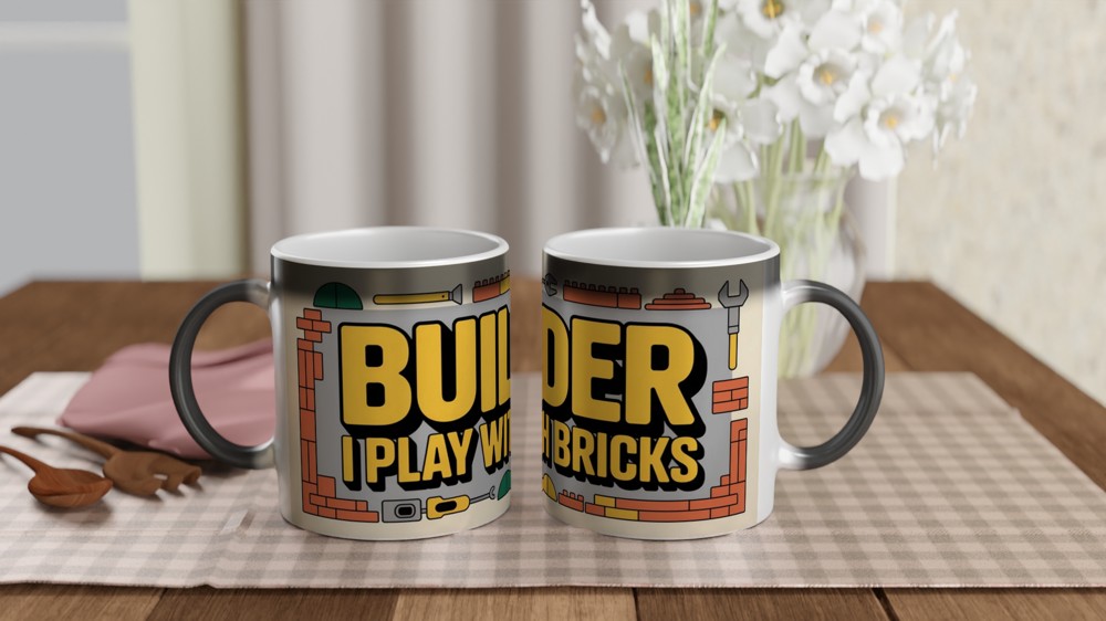 Builder Mug | I Play With Bricks Construction Gift | Funny DIY Present for Dad | Father's Day and Birthday Gift for Him — view 3