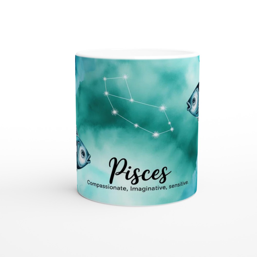 Pisces Zodiac Mug | Astrology Constellation Gift | Watercolour Star Sign Tea Cup | Birthday Present for Her or Him — view 11