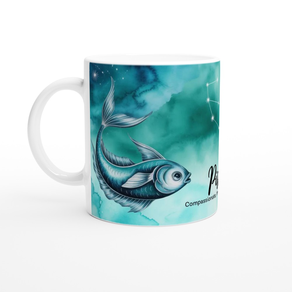 Pisces Zodiac Mug | Astrology Constellation Gift | Watercolour Star Sign Tea Cup | Birthday Present for Her or Him — view 10