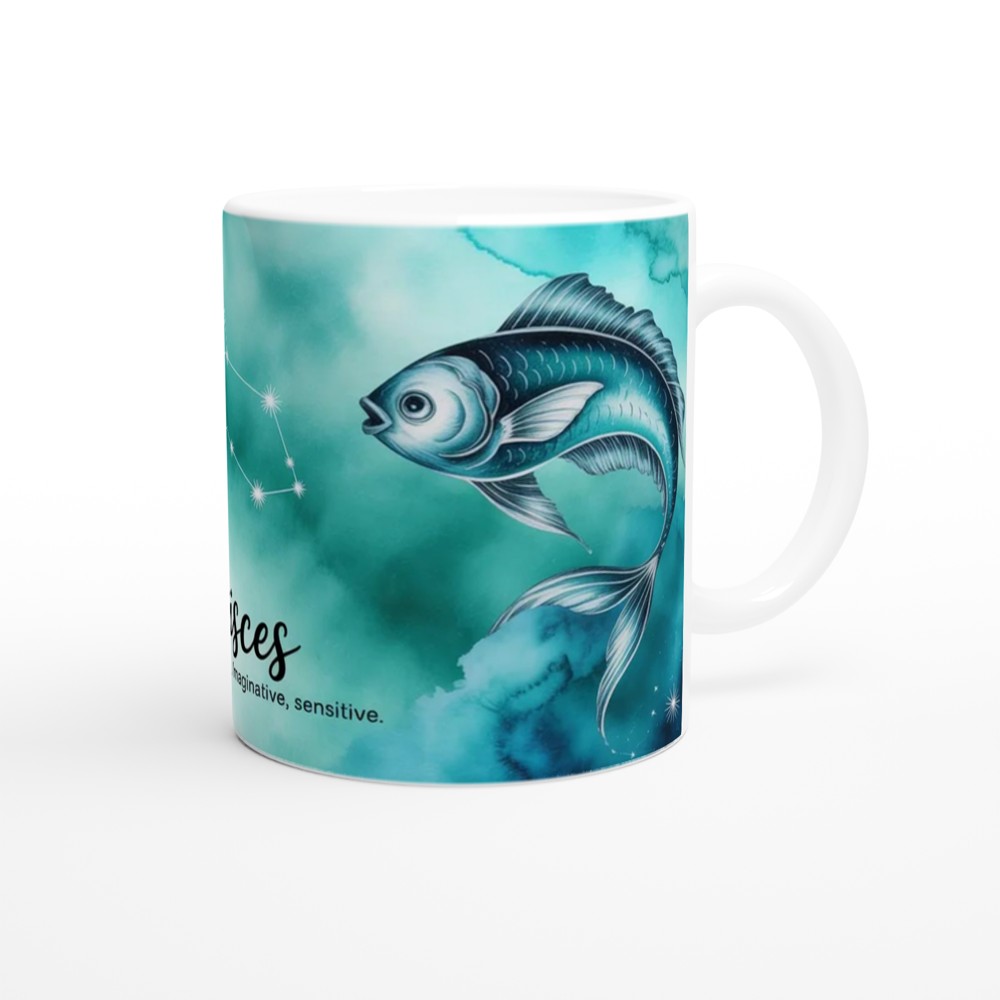 Pisces Zodiac Mug | Astrology Constellation Gift | Watercolour Star Sign Tea Cup | Birthday Present for Her or Him — view 12