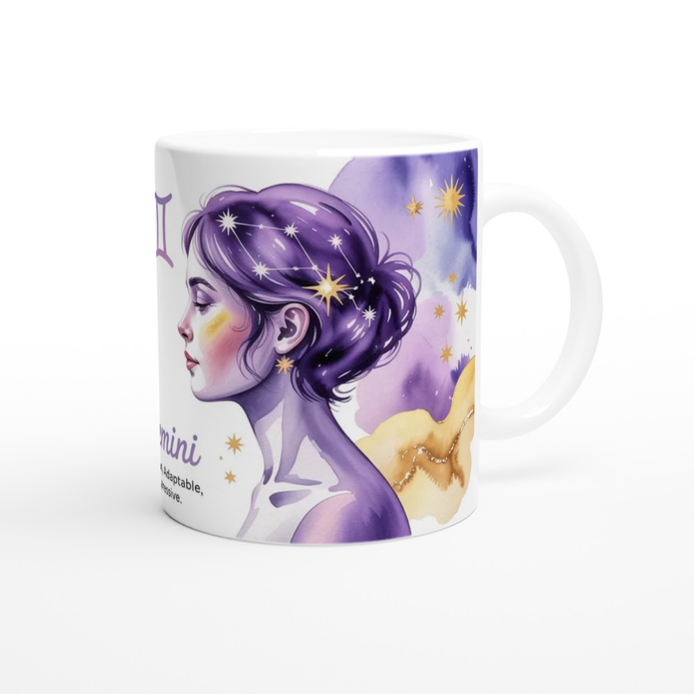 Gemini Mug | Astrology Star Sign Gift for Her | Lavender Celestial Watercolour Cup | Gemini Birthday Present for Best Friend — view 12