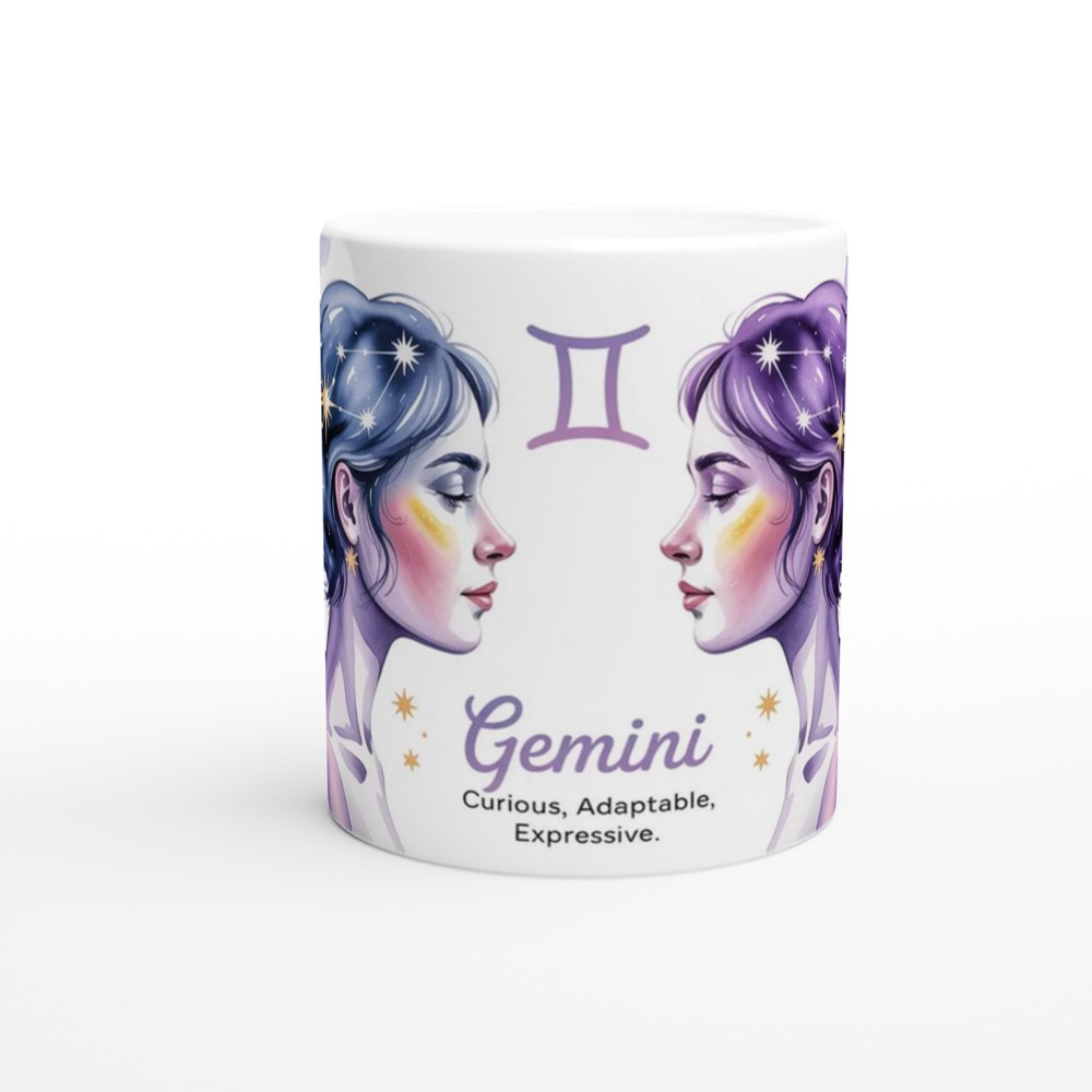 Gemini Mug | Astrology Star Sign Gift for Her | Lavender Celestial Watercolour Cup | Gemini Birthday Present for Best Friend — view 11