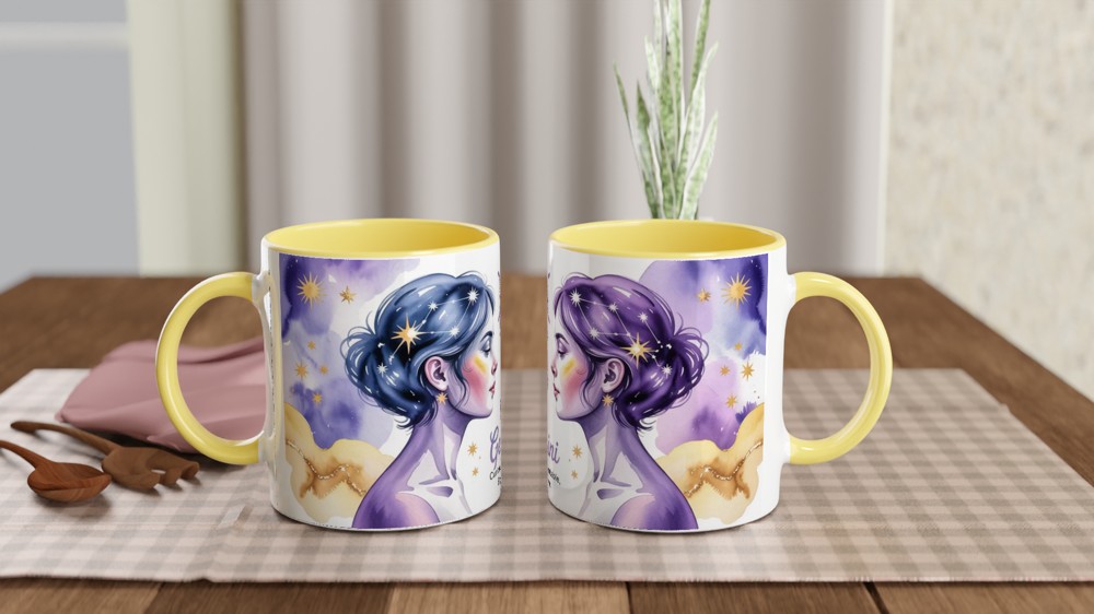 Gemini Mug | Astrology Star Sign Gift for Her | Lavender Celestial Watercolour Cup | Gemini Birthday Present for Best Friend — view 8