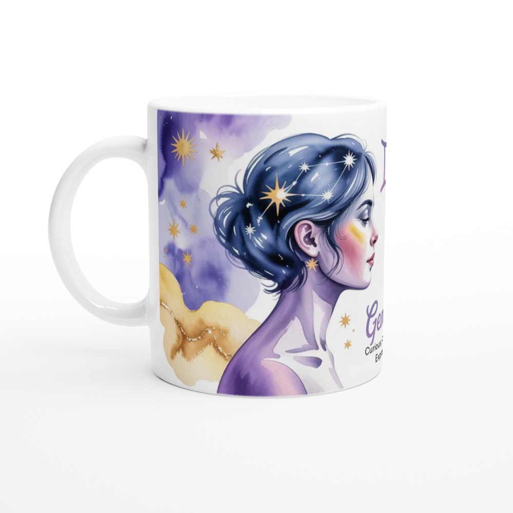 Gemini Mug | Astrology Star Sign Gift for Her | Lavender Celestial Watercolour Cup | Gemini Birthday Present for Best Friend — view 10