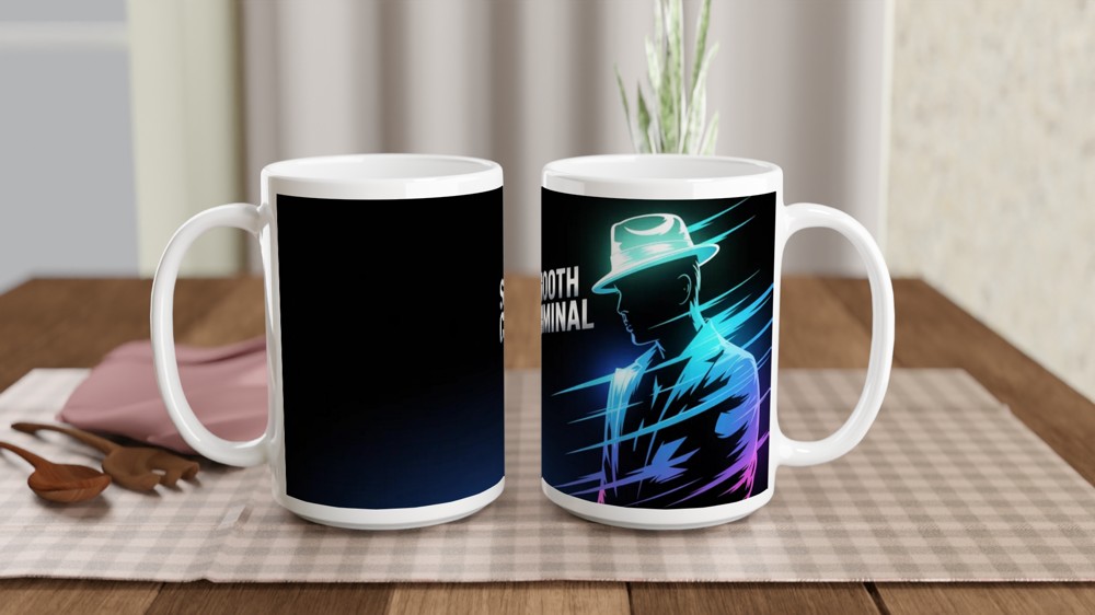 Smooth Criminal Mug | Pop Music Fan Gift | Glowing Fedora Coffee Cup | Retro 80s Music Present — view 2