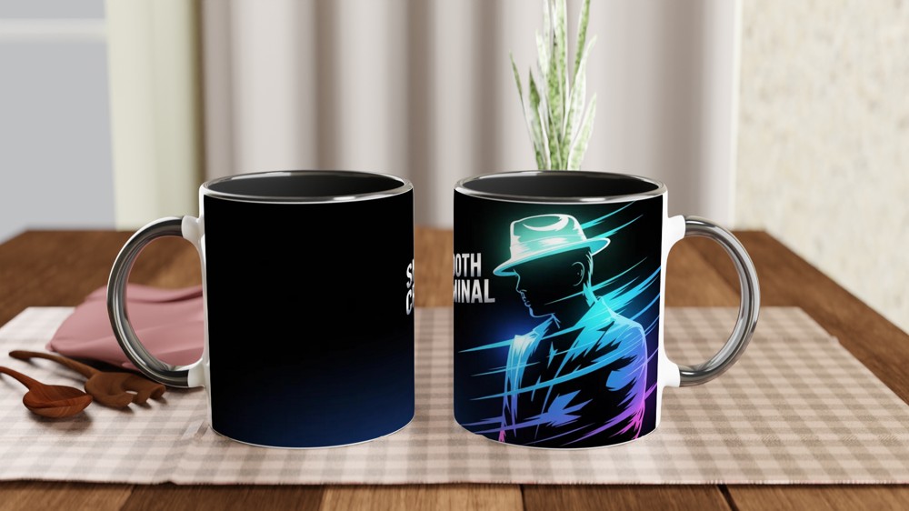 Smooth Criminal Mug | Pop Music Fan Gift | Glowing Fedora Coffee Cup | Retro 80s Music Present — view 9