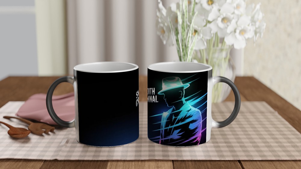 Smooth Criminal Mug | Pop Music Fan Gift | Glowing Fedora Coffee Cup | Retro 80s Music Present — view 3
