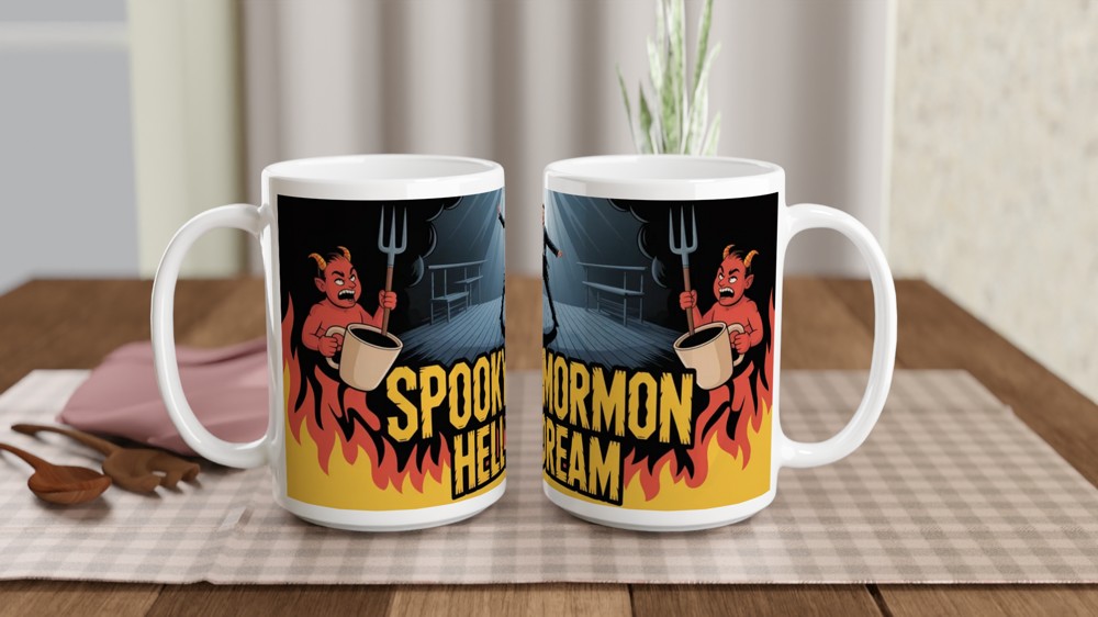 Book of Mormon Mug | Spooky Mormon Hell Dream Gift | Musical Theatre Present | Elder Price Heavy Metal Mug — view 2
