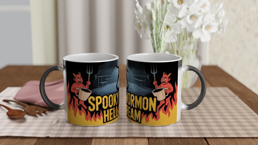 Book of Mormon Mug | Spooky Mormon Hell Dream Gift | Musical Theatre Present | Elder Price Heavy Metal Mug — view 3