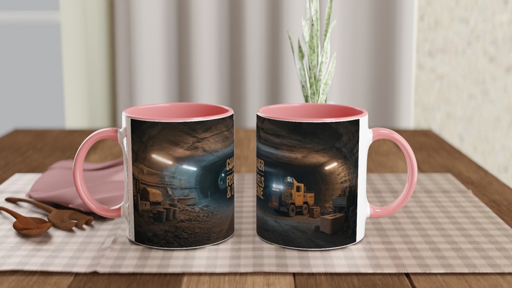 Coal Miner Mug | Powered by Fossil Fuels & Caffeine | Mining Gift for Dad | Funny Miner Present for Him — view 6