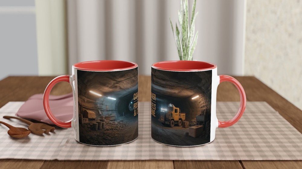Coal Miner Mug | Powered by Fossil Fuels & Caffeine | Mining Gift for Dad | Funny Miner Present for Him — view 7