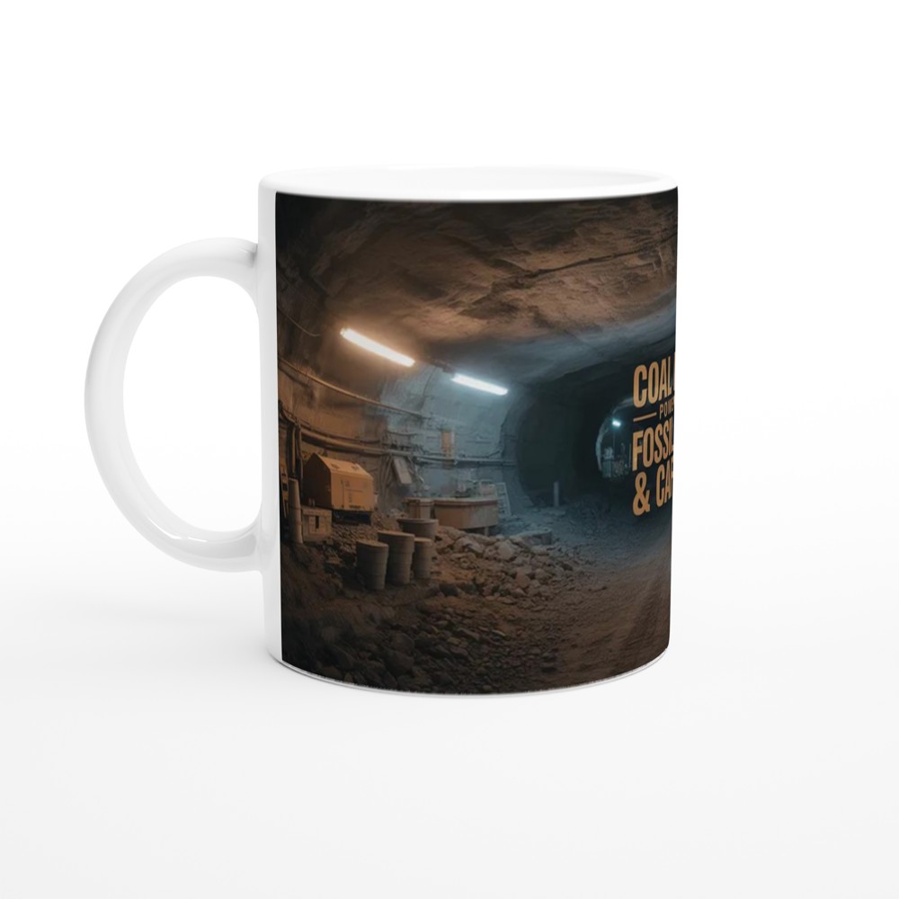 Coal Miner Mug | Powered by Fossil Fuels & Caffeine | Mining Gift for Dad | Funny Miner Present for Him — view 10