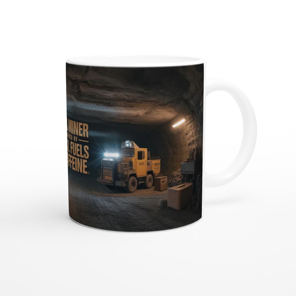 Coal Miner Mug | Powered by Fossil Fuels & Caffeine | Mining Gift for Dad | Funny Miner Present for Him — view 12