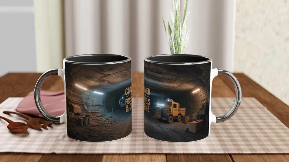 Coal Miner Mug | Powered by Fossil Fuels & Caffeine | Mining Gift for Dad | Funny Miner Present for Him — view 9