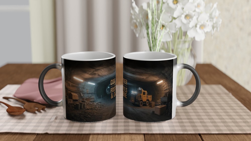Coal Miner Mug | Powered by Fossil Fuels & Caffeine | Mining Gift for Dad | Funny Miner Present for Him — view 3