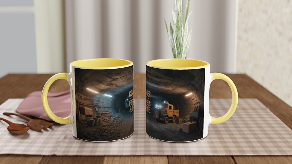 Coal Miner Mug | Powered by Fossil Fuels & Caffeine | Mining Gift for Dad | Funny Miner Present for Him — view 8