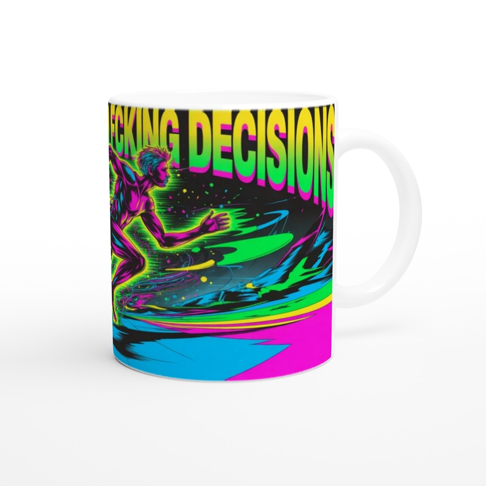 Running On Bad Fcking Decisions Neon Runner Mug — view 12