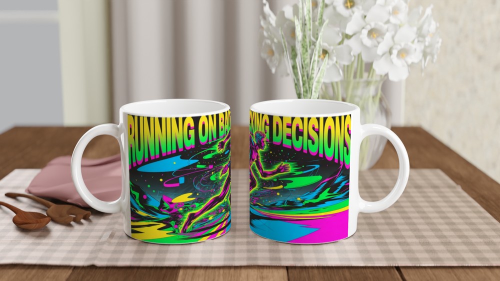 Running On Bad Fcking Decisions Neon Runner Mug