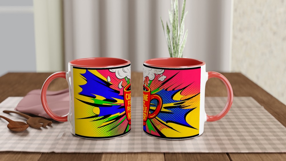Caffeine First People Never - Pop Art Comic Style Coffee Mug — view 7