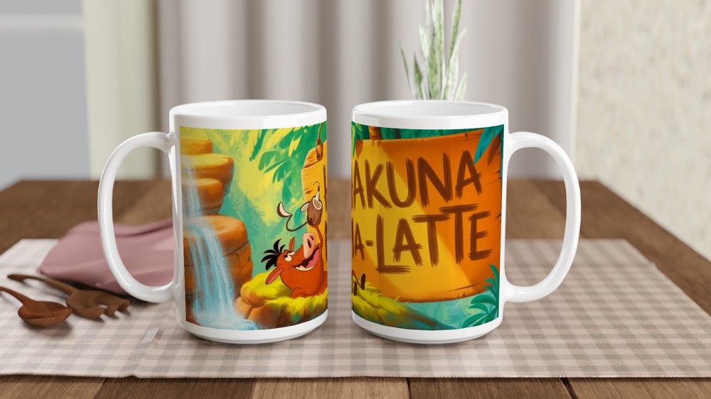 Hakuna Ma-Latte Jungle Warthog Coffee Pun Mug — view 2