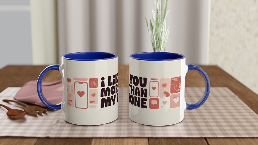 I Like You More Than My Phone Mug | Funny Valentine's Day Gift | Anniversary Present for Husband or Wife | Modern Couple Mug — view 4