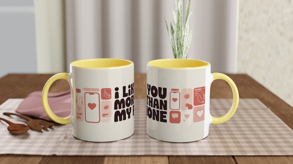I Like You More Than My Phone Mug | Funny Valentine's Day Gift | Anniversary Present for Husband or Wife | Modern Couple Mug — view 8