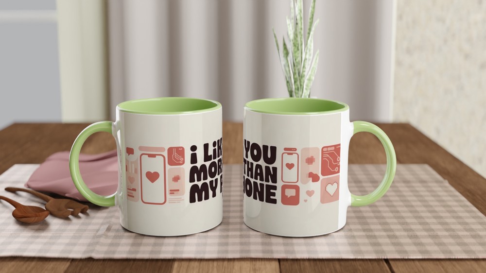 I Like You More Than My Phone Mug | Funny Valentine's Day Gift | Anniversary Present for Husband or Wife | Modern Couple Mug — view 5