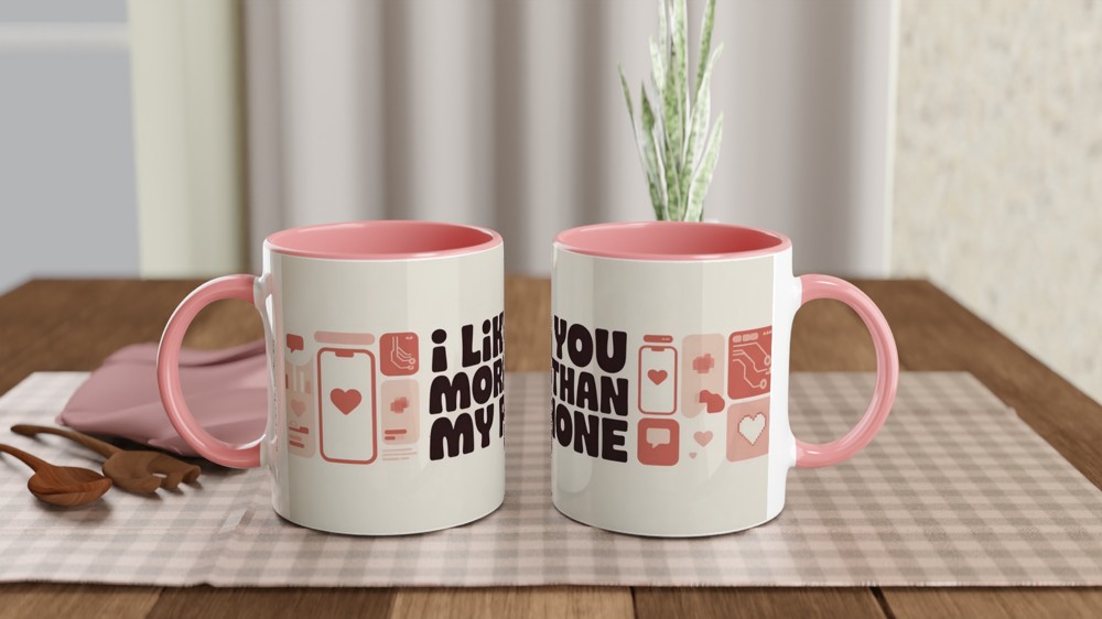 I Like You More Than My Phone Mug | Funny Valentine's Day Gift | Anniversary Present for Husband or Wife | Modern Couple Mug — view 6