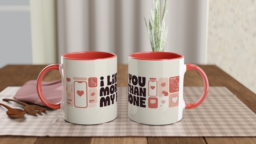 I Like You More Than My Phone Mug | Funny Valentine's Day Gift | Anniversary Present for Husband or Wife | Modern Couple Mug — view 7