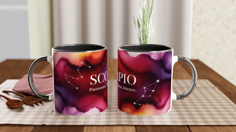Scorpio Mug | Zodiac Constellation Gift | Astrology Birthday Present | Watercolor Star Sign Mug — view 9