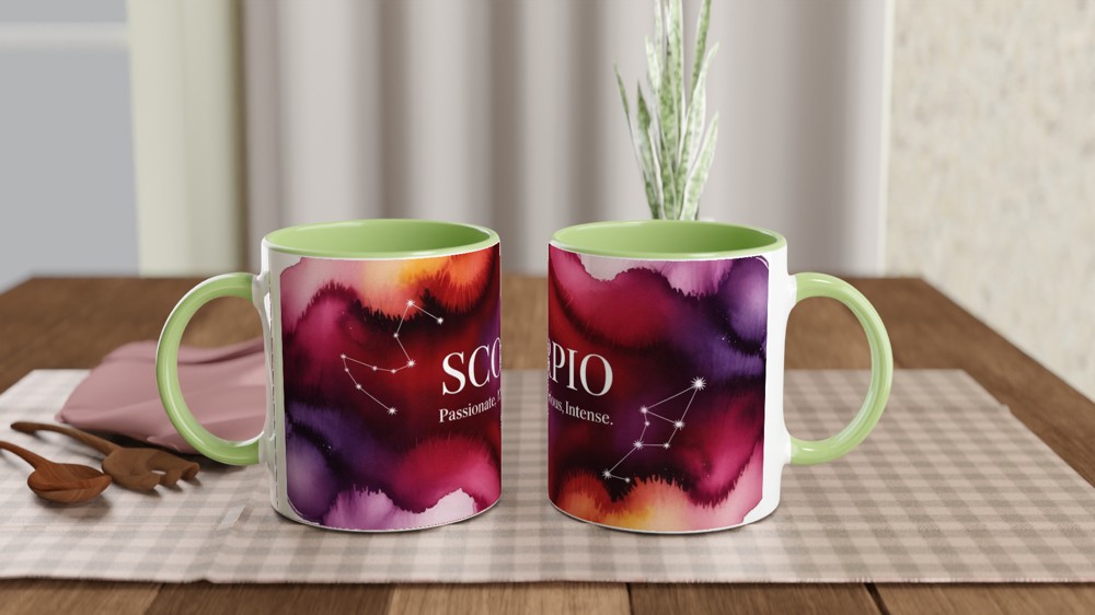 Scorpio Mug | Zodiac Constellation Gift | Astrology Birthday Present | Watercolor Star Sign Mug — view 5