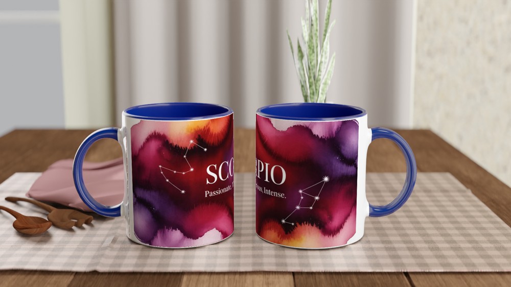 Scorpio Mug | Zodiac Constellation Gift | Astrology Birthday Present | Watercolor Star Sign Mug — view 4